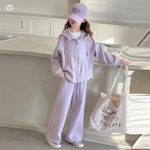 秋冬潮流休闲亲子装套装 大童连帽卫衣/毛线衣两件套 商品图5