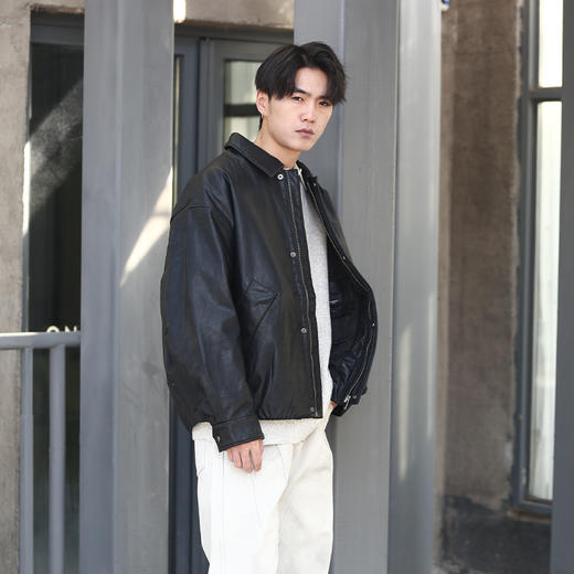 DRONKOO 2025 翻领口袋立体袋盖下摆内橡筋PU短款中厚棉服 商品图2