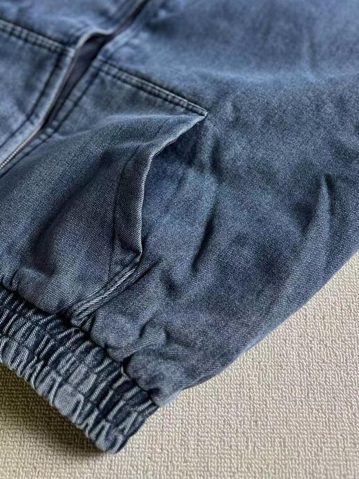 D110934新款贴布徽标字母水洗蓝男女情侣款牛仔连帽棉服 商品图13