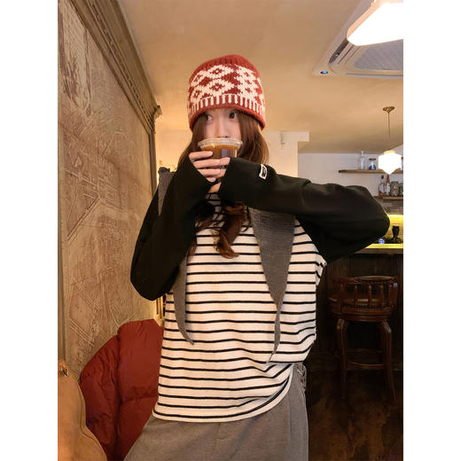 <曾小咸推荐>现货秒杀 ！微信超特价！撞色条纹插肩袖T恤 日常149.99 立减80 秒杀69.99！！ 商品图2