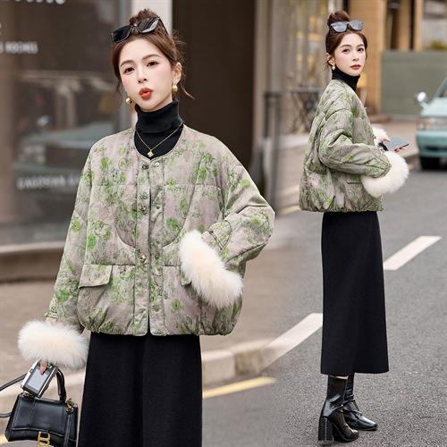 羽绒新中式，狐狸毛羽绒外套HR-YQH99935 商品图2