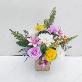 【花思源】扫墓专用仿真鲜花盆花（拼色）国际品质仿真花