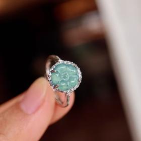 【福利秒杀】蓝水翡翠花花开口戒 CF