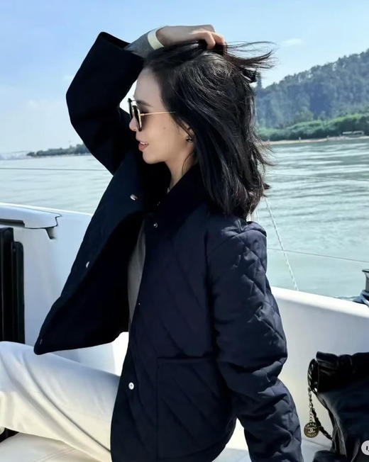 LP 羊绒领 经典菱格棉服。米色。深蓝色自己备注号码颜色 商品图3