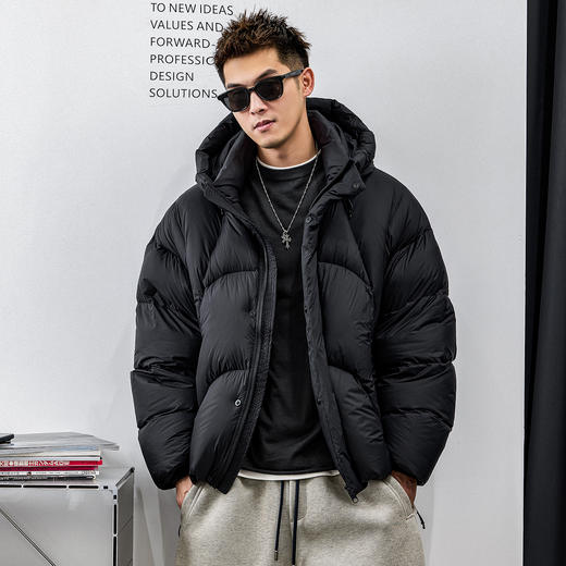 徐太浪【极寒过冬 保暖白鸭绒】连帽羽绒服男冬季防寒面包服外套 商品图1