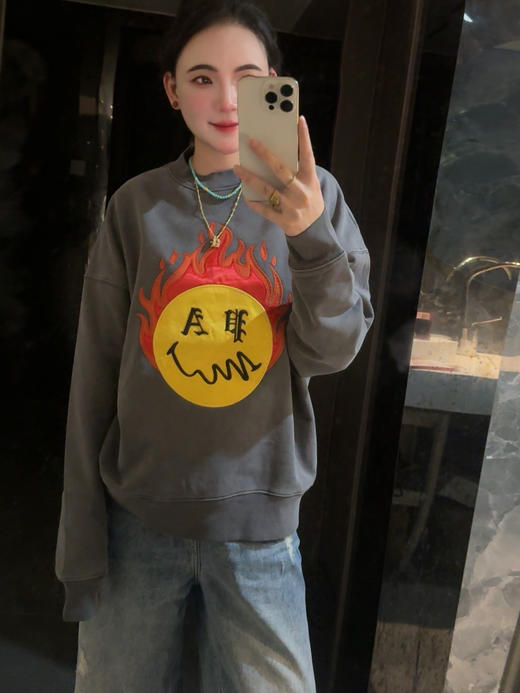 PA＆LM AN＆GELS＆SS21 Bur＆ning Head 落肩卫衣（蕾姐上身S） 商品图5