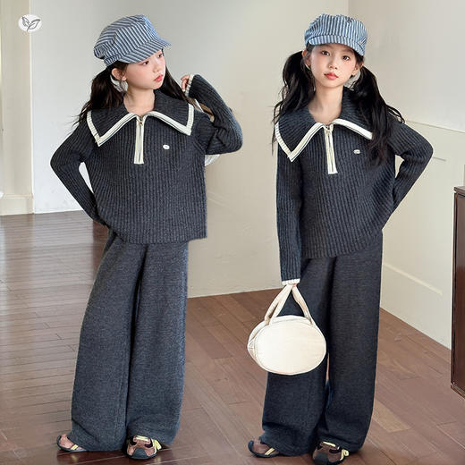 秋冬潮流休闲亲子装套装 大童连帽卫衣/毛线衣两件套 商品图10