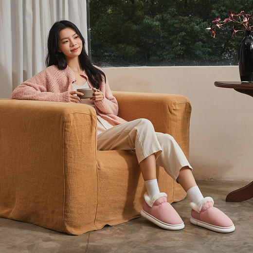 朴西青春记忆棉鞋冬季防滑加绒包跟保暖居家棉拖鞋男女加厚可外穿 商品图4