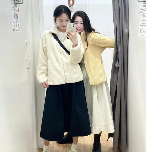 轻恬 亲子款长绒毛外套 小立领设计，松紧弹力袖和下摆，外穿百搭，内穿保暖 商品图3