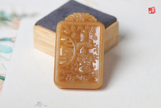 和田糖玉【龙凤】对牌吊坠 商品图6