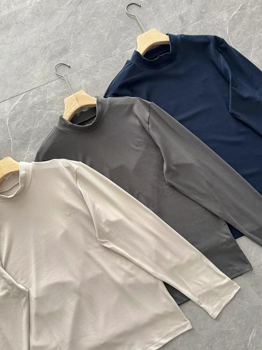 D110913户外休闲衣男士速干运动微拉绒半高领长袖T恤 商品图2