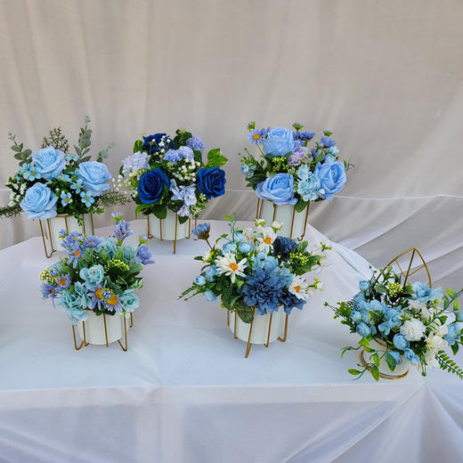 【花思源】扫墓专用仿真鲜花盆花（蓝色）国际品质仿真花 商品图2