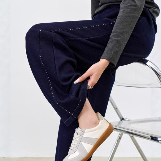 【特厚修容牛仔】25冬新女装明线石墨烯保暖加厚阔腿拖地牛仔裤 商品图3