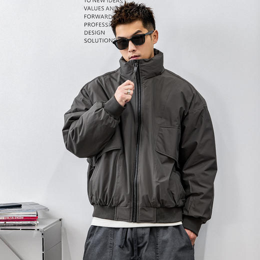 徐太浪潮流拼接工装大口袋立领羽绒服男冬季保暖白鸭绒防寒服外套 商品图1