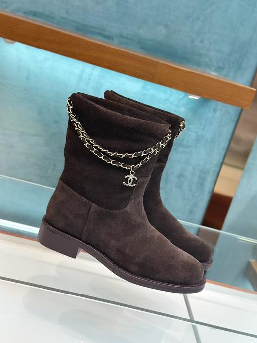 香奈儿 25ss秋冬新款小香链条麂皮复古风马丁靴短靴（DBG） 商品图3