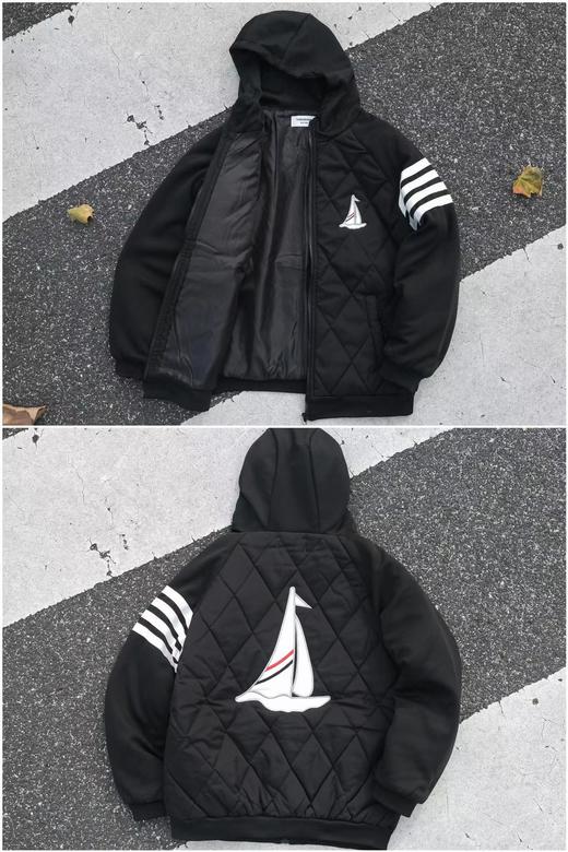 D110940秋冬新款四道杠复古连帽帆船羽绒棉服棉衣外套 商品图13