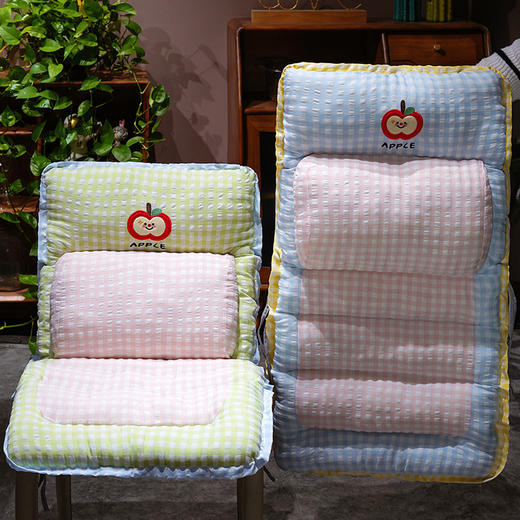 自然醒格纹苹果护腰横条连体坐垫QYL 商品图13