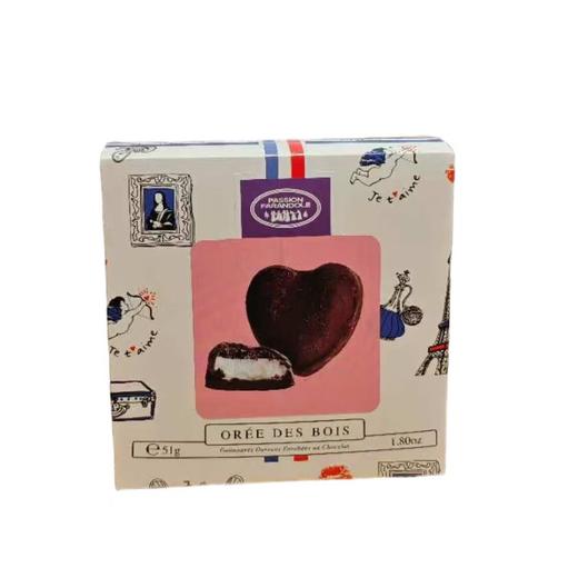 潘恩之舞 覆盆子味爱心形棉花糖黑巧克力制品 51g/盒 商品图0