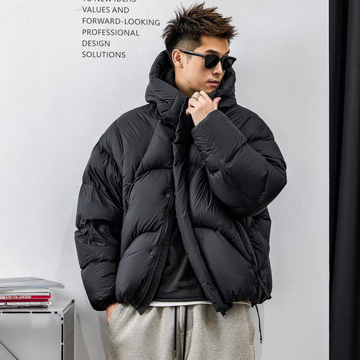 徐太浪【极寒过冬 保暖白鸭绒】连帽羽绒服男冬季防寒面包服外套 商品图0