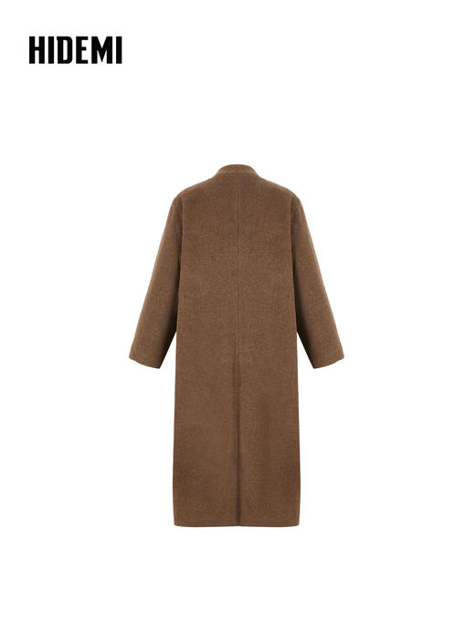 HIDEMI alpaca羊驼毛苏力烟草色长毛v领极简设计感大衣 长款/短款 商品图9