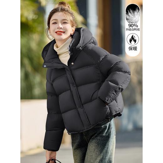 超好看紫色羽绒服短款，时尚连帽加厚保暖面包服外套HR-SYY2685 商品图2