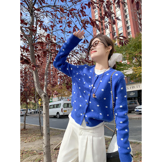 <曾小咸推荐>现货秒杀 ！微信超特价！波点针织开衫 日常189.99 立减100 秒杀89.99！！ 商品图1