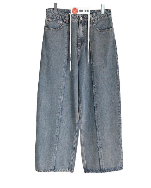 中性款磨损边阔腿牛仔裤长裤la016 商品图0