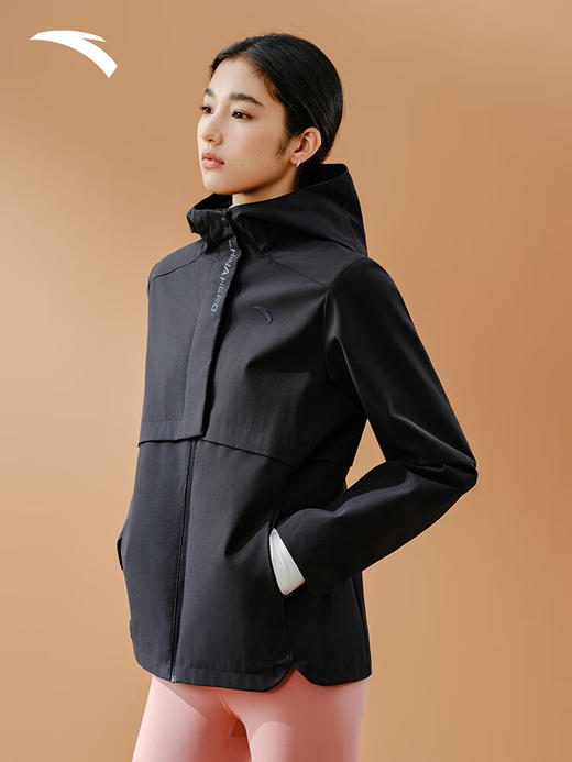 安踏保暖防泼水梭织厚外套 女装冬季新款通勤夹克运动上衣162547603 基础黑-3 商品图0