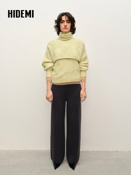 HIDEMI 进口浣熊毛抽绳长裤阔腿裤 商品图3