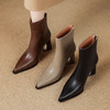 【预售5天】秋冬新款真皮高跟马丁靴女尖头粗跟气质短靴子百搭加绒时装靴SLLK&sl-7980 商品缩略图4