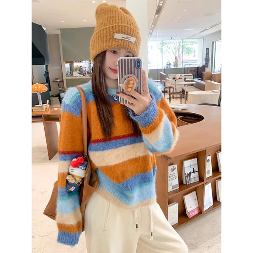 <曾小咸推荐>韩版慵懒感撞色毛衣 商品图0