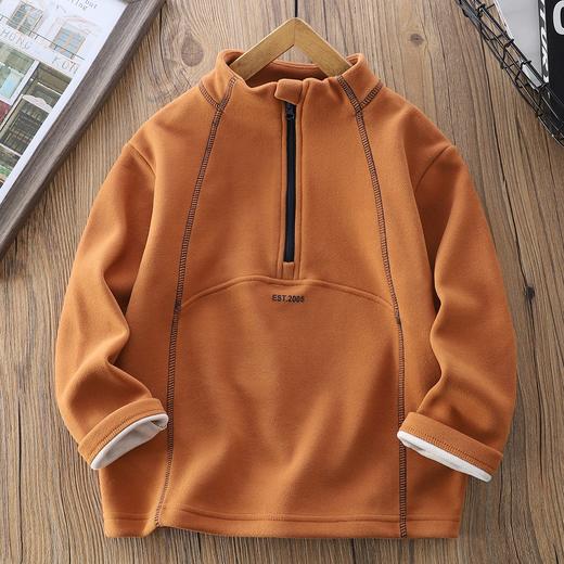 110-170男童加绒打底衫秋冬半拉链儿童加厚保暖卫衣中大童长袖 商品图2