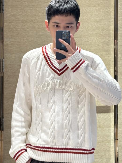 驴家 25F刺绣标识学院风V领针织套头衫（DY） 商品图7