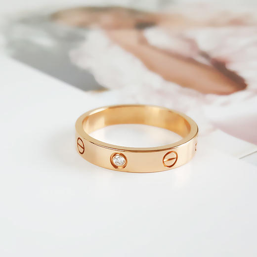 【95新】Cartier卡地亚B4050759 LOVE系列18K玫瑰金窄版单钻LOVE戒指59号中性款211025TJ19现售价：6900 商品图2