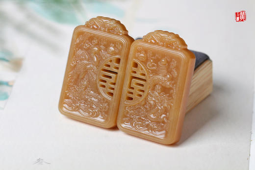 和田糖玉【龙凤】对牌吊坠 商品图1