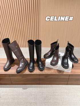 赛琳 2025秋冬款BUMARGARET高筒靴系列长/短靴系列拼色一脚蹬牛皮马丁靴（DBG）