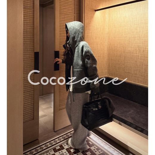 COCO ZONE 刘 一一 “芝麻外套”羊毛混纺连帽绒面外套 CD2A2870 商品图0