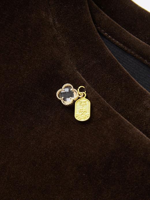 「高货wl」全新升级【铂金会员266/天猫359/差价93】(62649)洛诗琳复古别致丝绒打底衫2025重工钉珠刺绣欧根纱拼接上衣 商品图3