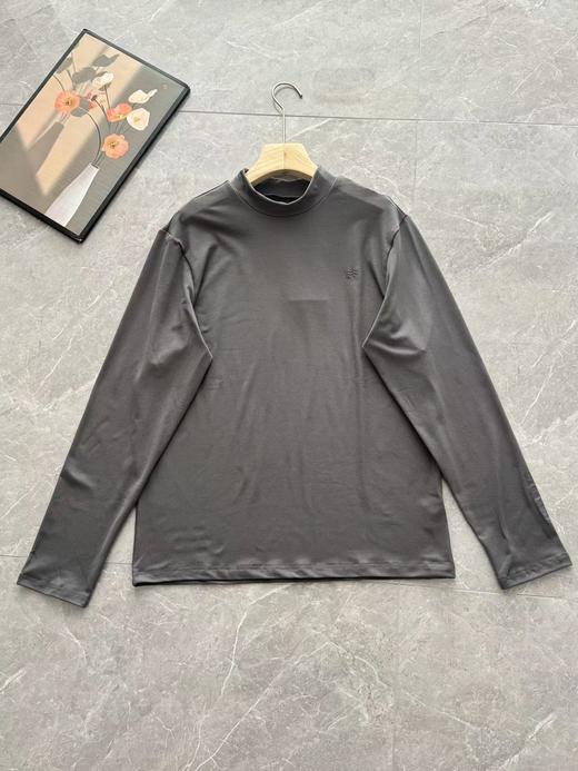 D110913户外休闲衣男士速干运动微拉绒半高领长袖T恤 商品图4