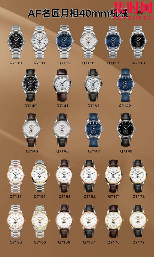 AF浪琴名匠月相系列 四针月相 名匠月相40mm 蓝盘钻面 自动机械 男士腕表 商品图9