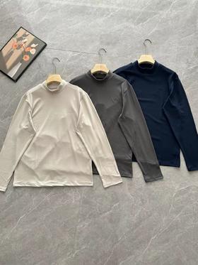 D110913户外休闲衣男士速干运动微拉绒半高领长袖T恤