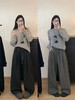 D110914加绒保暖毛呢直筒休闲裤女高腰抽绳宽松百搭呢子长裤 商品缩略图7