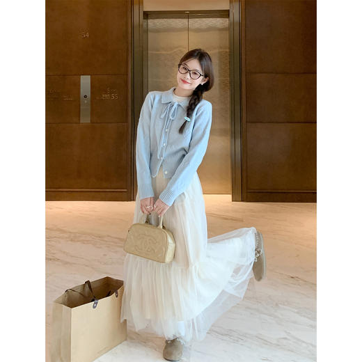 <曾小咸推荐>现货秒杀！微信超特价！蓝色翻领毛织开衫 日常219.99 立减130 秒杀89.99！ 商品图2