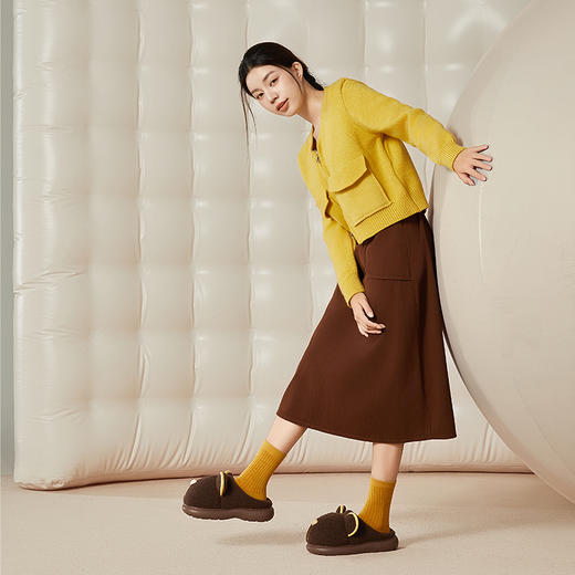 朴西可爱棕熊棉拖鞋女冬季2025新款室内家居保暖防滑情侣毛绒拖鞋 商品图4