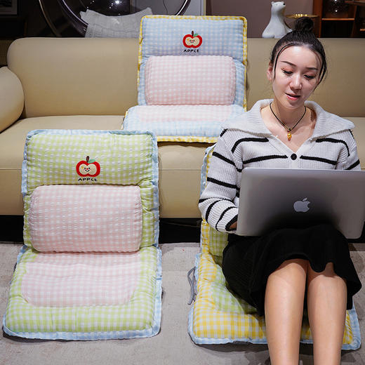 自然醒格纹苹果护腰横条连体坐垫QYL 商品图14