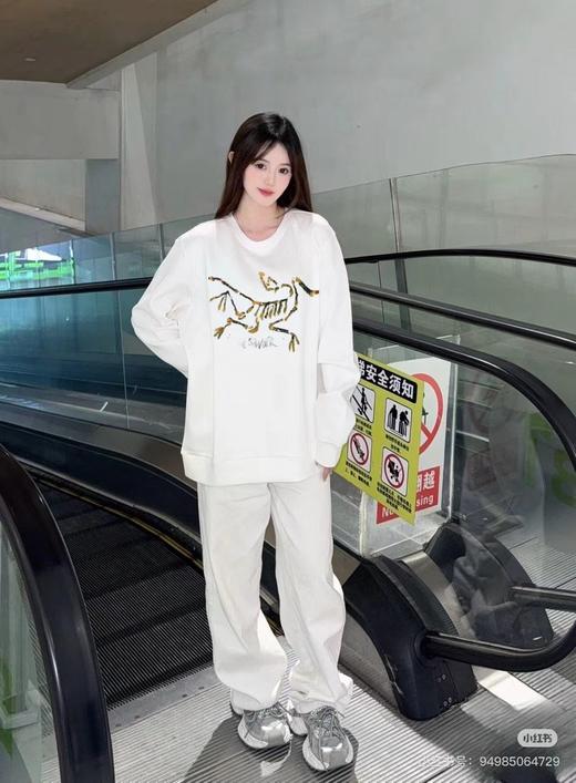 D110933联名款冬季新款男子针织加绒套头衫圆领卫衣 商品图4