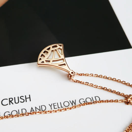 【95新】BVLGARI宝格丽350581DIVAS’DREAM系列 18K玫瑰金单钻小号白贝母扇子项链女士251025NJS12现售价：9200 商品图4