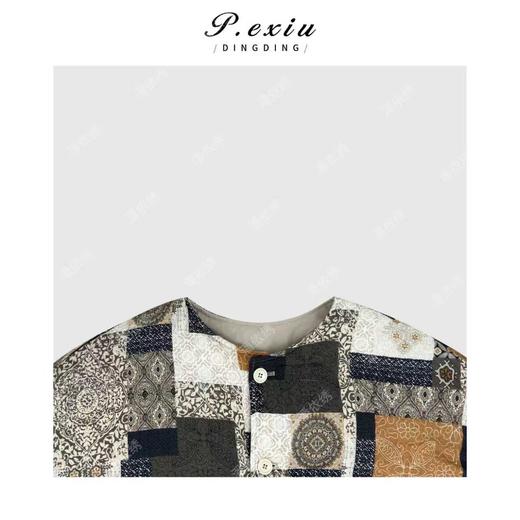 04-4潘依绣丁丁宠粉【两面穿】复古港风印花格子圆领夹棉棉服W-63577 商品图2