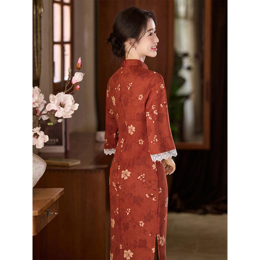 【秋雨】国风倒大袖新中式，长款改良中袖旗袍LSB4017 商品图6