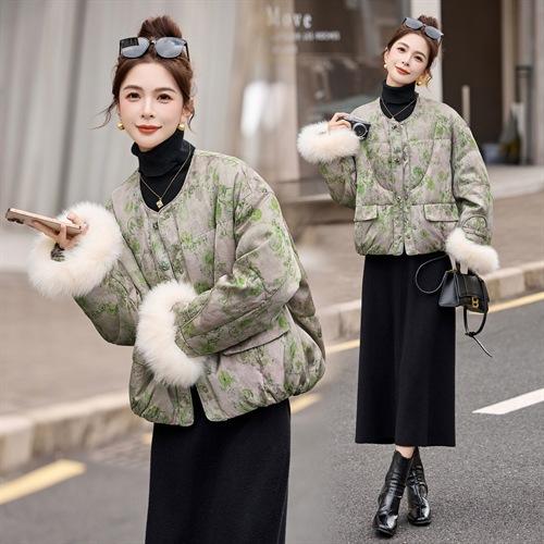 羽绒新中式，狐狸毛羽绒外套HR-YQH99935 商品图3